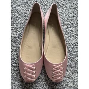 Very Volatile Los Angeles Pink Satin Velvet Lace Up Ballet Flats Womens Size 8